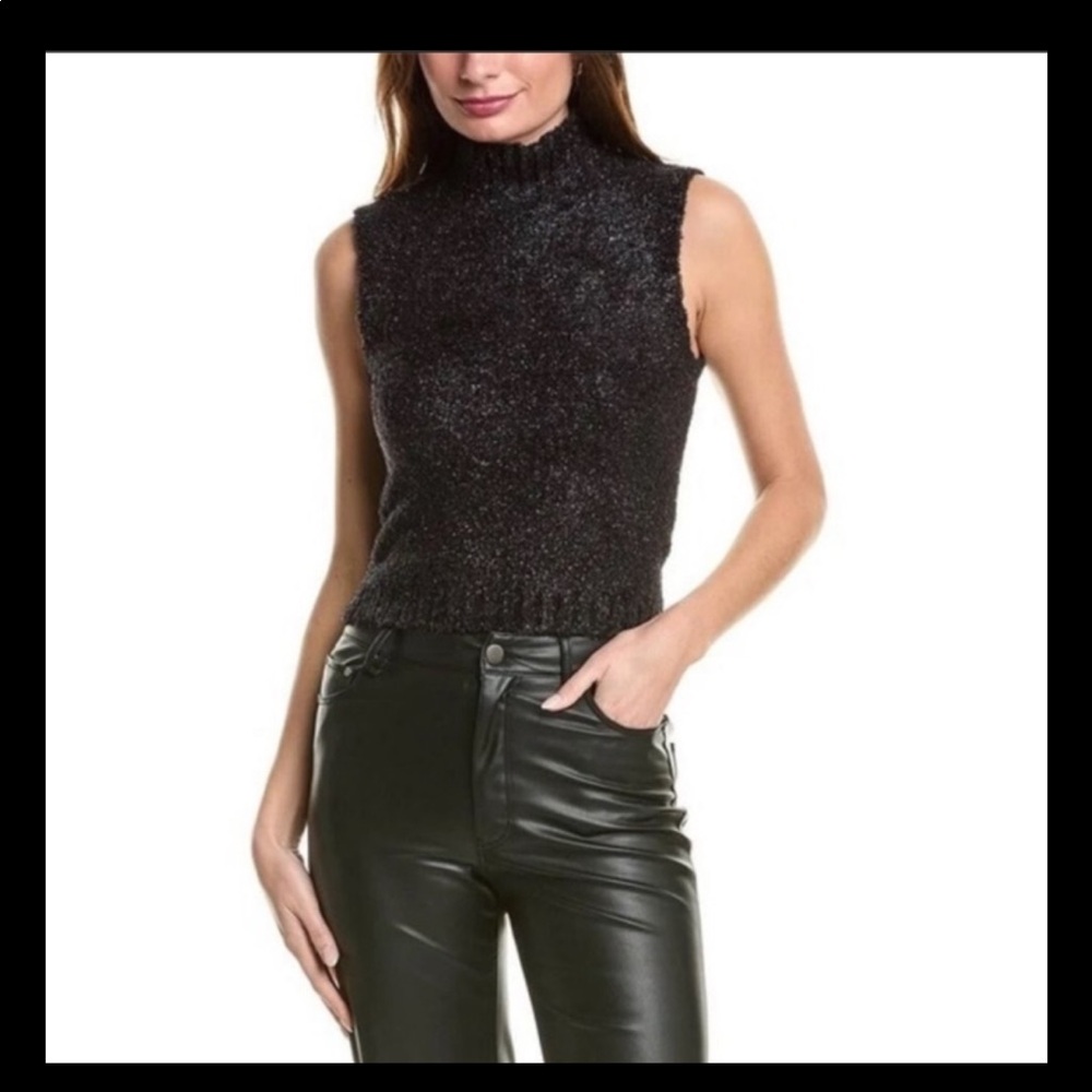 REISS Georgia Tinsel Knitted Sleeveless Black Sweater Top Size Small NWOT